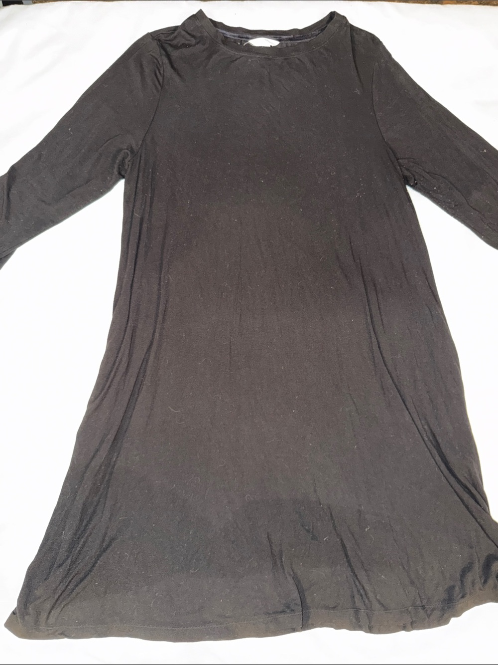 Time and Tru Black 3/4-Sleeve Tunic Dress
